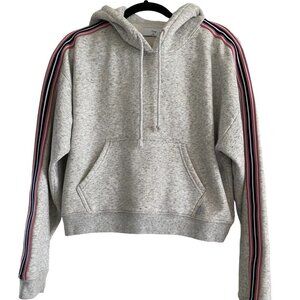Tna Cozy Fleece Pullover Boyfriend Cropped Hoodie Striped Accents Sleeves Sz XS